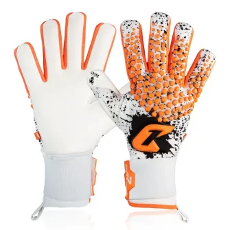 Torwarthandschuhe von Catch & Keep - Unser Splash X White (weiß und orange) mit extrem starkem Grip“ - Hol dir jetzt unseren Profi-Torwarthandschuh!