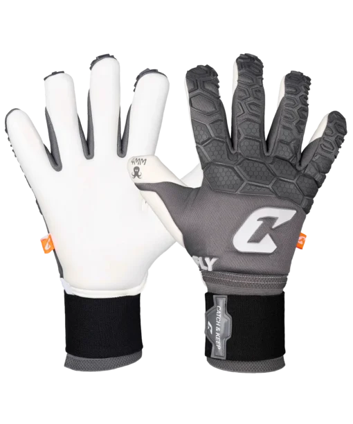 Graue Torwarthandschuhe von Catch and Keep: Der Fly Grey Soul mit perfekter Passform