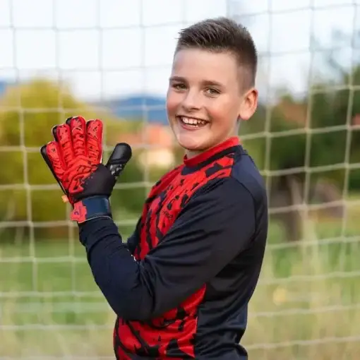 Torwarthandschuhe Kinder in Rot: Der Kralle Splash mit Mega Grip