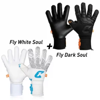 Torwarthandschuhe von Catch & Keep - Unser Fly Dark & White Bundle (schwarz und weiß) für optimalen Grip und einer einzigartigen Passform durch Hybrid-Cut-Technologie! - Jetzt Angebot sichern!