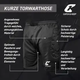 Torwarthose kurz gepolstert Catch and Keep Features