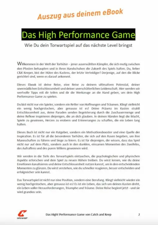 eBook - High Performance Game Catch and Keep Erste Seite