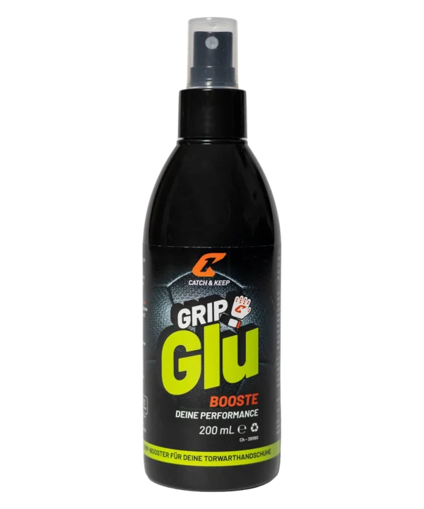 Grip Glu von Catch & Keep: schwarze Sprühflasche mit 200 ml Grip-Booster für Torwarthandschuhe