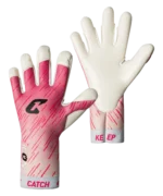 Torwarthandschuh Icon von Catch & Keep in Pink-Weiß – Rückhand und Innenhand