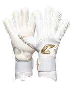 Torwarthandschuhe Invictus Gold in Weiß-Gold: Rückhand mit goldenem Logo und weiße Innenhand