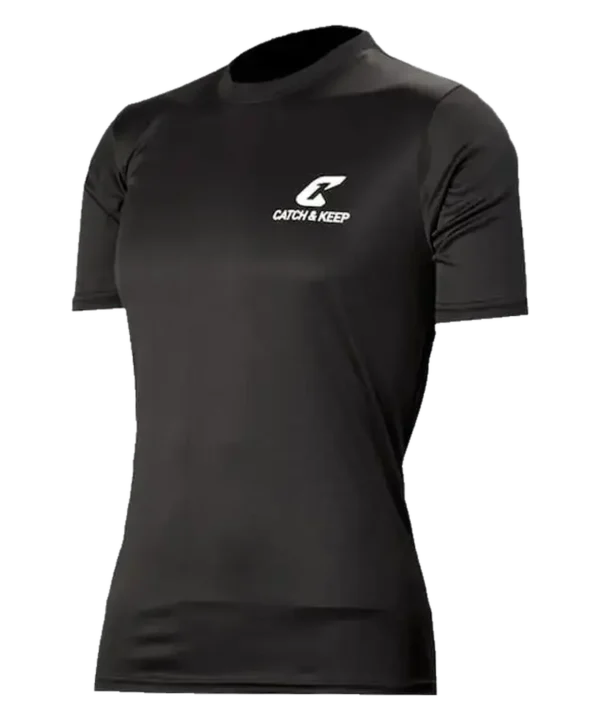Torwart Trainingsshirt kurz in Schwarz mit weißem Catch & Keep Logo – Produktbild