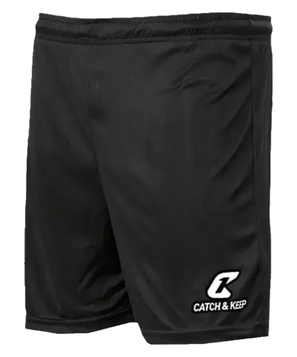 Torwart Trainingsshort kurz von Catch & Keep in Schwarz mit weißem Logo