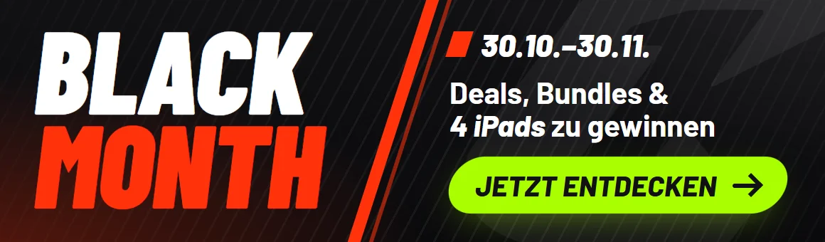 Black Month 30.10.–30.11.: Deals, Bundles und 4 iPads zu gewinnen – jetzt entdecken